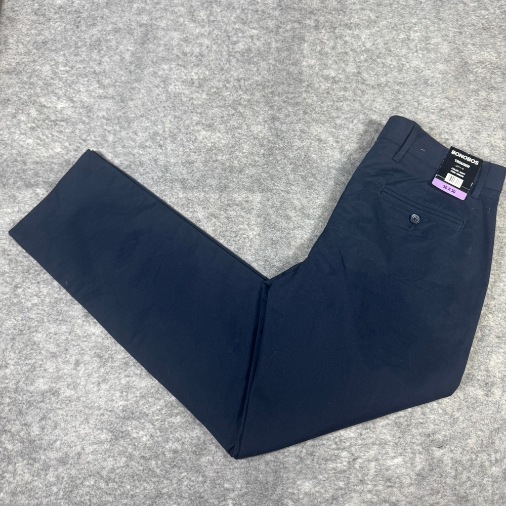 Bonobos Slim Fit Navy Trouser Chino Pants Mens 30x30 Stretch Cotton 1896250